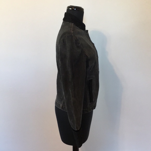 Express Black Jean Jacket With Lace Trim, 5/6 - Picture 4 of 10